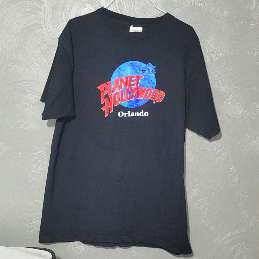Vintage 90s Planet Hollywood Orlando Black T-shirt With Dino